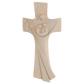 Holy Family cross in natural Val Gardena wood modern style