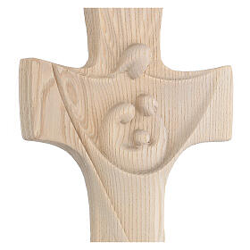 Holy Family cross in natural Val Gardena wood modern style