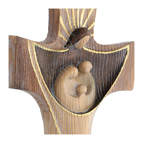 Kreuz der Heiligen Familie rustikaler Stil Grödnertal Holz Ambiente Design braunfarbig 4
