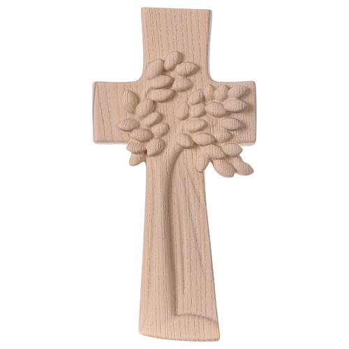 Tree of life cross in natural Val Gardena wood rustic style 1