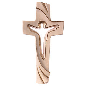 Cross of Piece Ambiente Design in wood and wax decorated with gold thread Valgardena