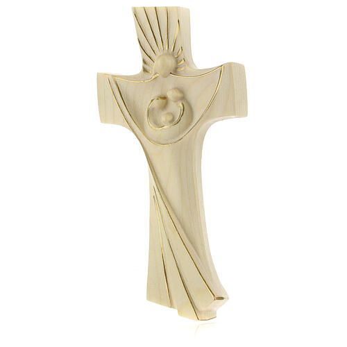 Cross of the Family Ambiente Design in wood of Valgardena and wax decorated with gold thread 2