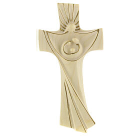 Cross of the Family Ambiente Design in wood of Valgardena and wax decorated with gold thread