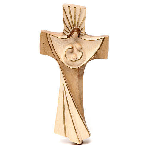 Cross of the Family Ambiente Design in wood of Valgardena burnished in 3 colours 1