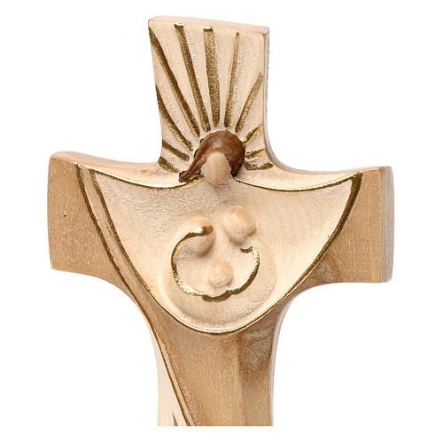 Cross of the Family Ambiente Design in wood of Valgardena burnished in 3 colours 2