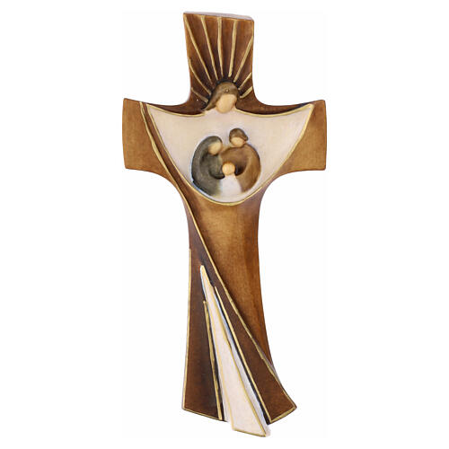 Cruz de la Familia Pintada Modelo "Ambiente Design" Madera de Cerezo Natural Val Gardena 1