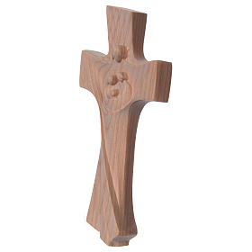 Holy Family cross in natural cherry wood modern style Val Gardena