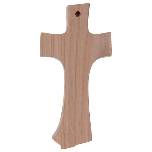 Holy Family cross in natural cherry wood modern style Val Gardena 3