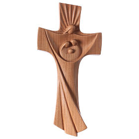 Holy Family cross satinated cherry wood modern style Val Gardena