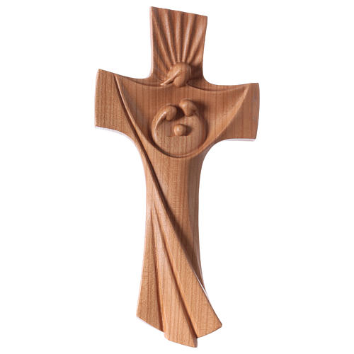 Holy Family cross satinated cherry wood modern style Val Gardena 1