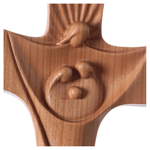 Holy Family cross satinated cherry wood modern style Val Gardena 2