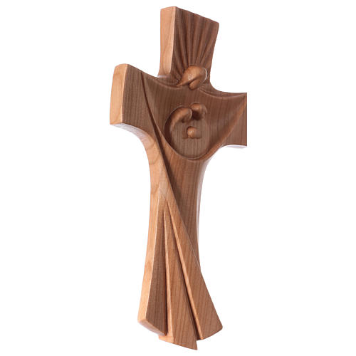 Holy Family cross satinated cherry wood modern style Val Gardena 3