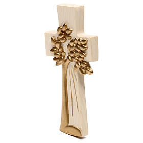 The Tree of Life cross Ambiente Design in wood of Valgardena and wax decorated with gold thread