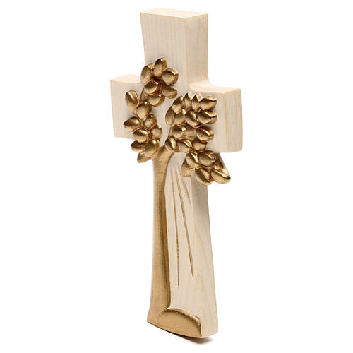 The Tree of Life cross Ambiente Design in wood of Valgardena and wax decorated with gold thread 2