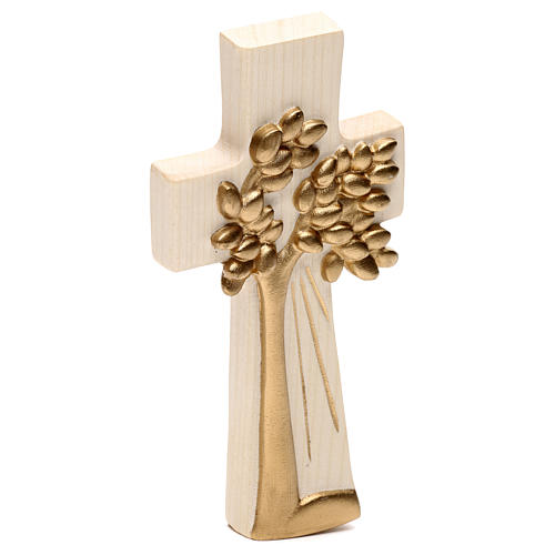 The Tree of Life cross Ambiente Design in wood of Valgardena and wax decorated with gold thread 3