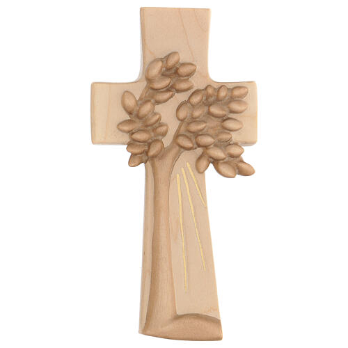 The Tree of Life cross Ambiente Design in wood of Valgardena burnished in 3 colours 1