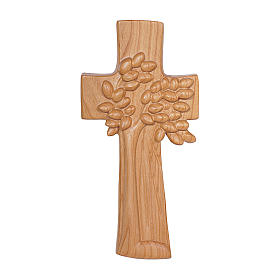 Kreuz mit Lebensbaum der Kollektion Ambiente Design aus Kirschholz Grödnertal Schnitzerei satiniert
