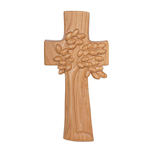 Cruz Árbol de la Vida línea "Ambiente Diseño" madera de cerezo Val Gardena satinada 1