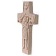Cross with image of Pope Francis the Good Shepherd in natural wood of Valgardena s3