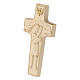 Cross with image of Pope Francis the Good Shepherd in wood and wax with gold thread Valgardena s2