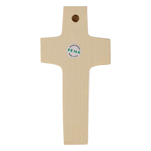 Cruz Papa Francisco Buen Pastor madera Val Gardena encerada hilo oro 4