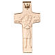 Cross with image of Pope Francis the Good Shepherd in wood and wax with gold thread Valgardena s1