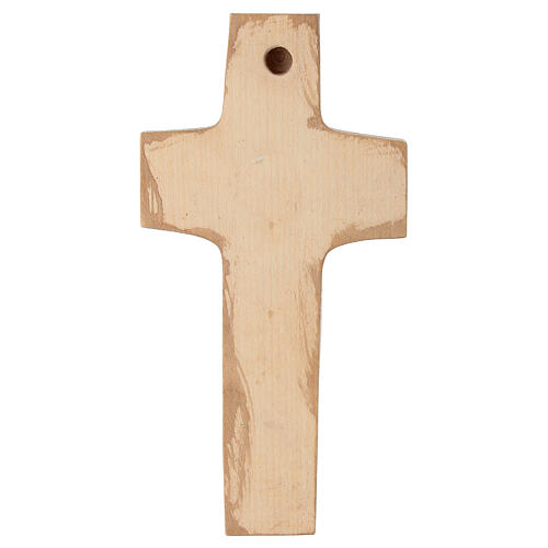 Croix Pape François Bon Pasteur bois Val Gardena bruni 3 tons 4