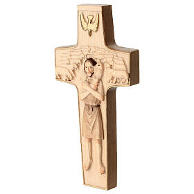 Croce Papa Francesco Buon Pastore legno Valgardena brunita 3 colori