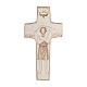 Cross with image of Pope Francis the Good Shepherd in wood burnished in 3 colours Valgardena s1