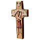Cross with image of Pope Francis the Good Shepherd in painted maple wood of Valgardena s3
