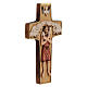 Cross with image of Pope Francis the Good Shepherd in painted maple wood of Valgardena s4