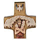 Cross with image of Pope Francis the Good Shepherd in painted maple wood of Valgardena s2