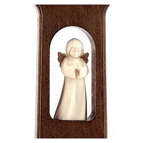 Wood cross with Angel, burnished, Val Gardena 20 cm