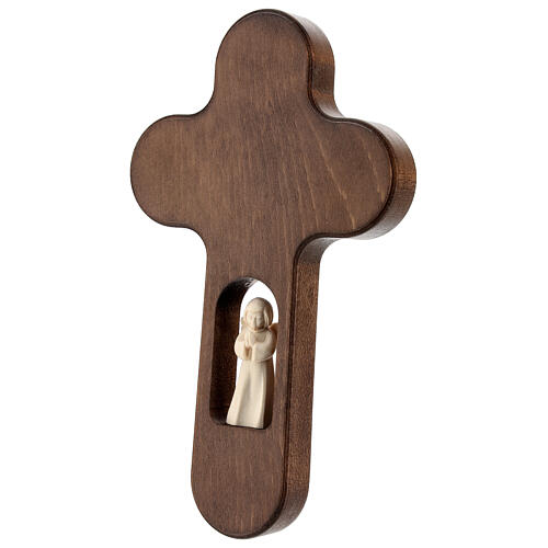Wood cross with Angel, burnished, Val Gardena 20 cm 3