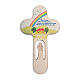 Cross in wood with Angel, colored, Val Gardena 21 cm FRENCH s1