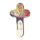 Coloured cross with angel 21 cm with WRITING IN ITALIAN Valgardena s1