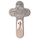 Wood cross with Angel and prayer, Val Gardena 21 cm FRENCH, blue s1