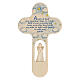 Wood cross with Angel and prayer, Val Gardena 21 cm ENGLISH, blue s1