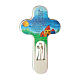 Wood cross with Angels, Our Father, Val Gardena 21 cm ITALIAN s1