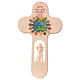 Cross in wood with Angel, colored, Val Gardena 21 cm GERMAN s1