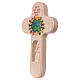 Cross in wood with Angel, colored, Val Gardena 21 cm GERMAN s3