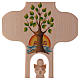 Cruz madera Val Gardena bruñida con Ángel Árbol de la Vida 20 cm s2
