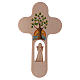 Croix bois Val Gardena brunie avec Ange Arbre de Vie 20 cm s1