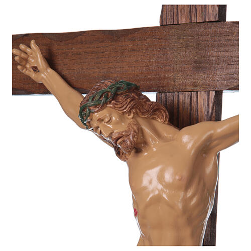 Holzkruzifix mit Christus aus Harz, 90 x 55 cm 2