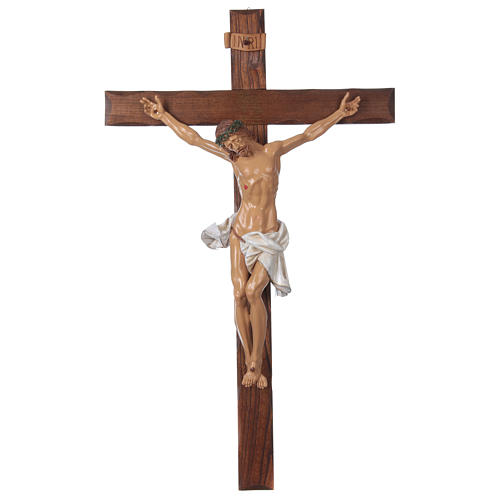 Crucifix en bois Christ en résine 90x55 cm 1