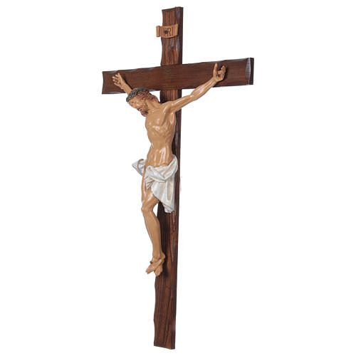 Crocifisso in legno Cristo in resina 90x55 cm 3