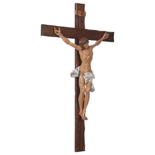 Crocifisso in legno Cristo in resina 90x55 cm 4