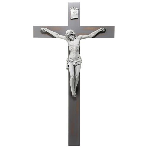 Carrara Kreuz mit Christuskőrper aus Harz hergestellt von Fontanini, 100 x 56 cm 1