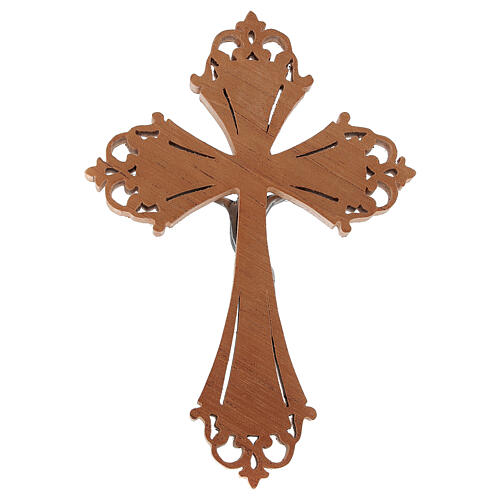 Crucifix en bois avec Christ en acier argenté 3