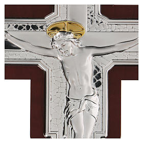 Crucifix Jésus-Christ en bas-relief argent bilaminé 21x16 cm
